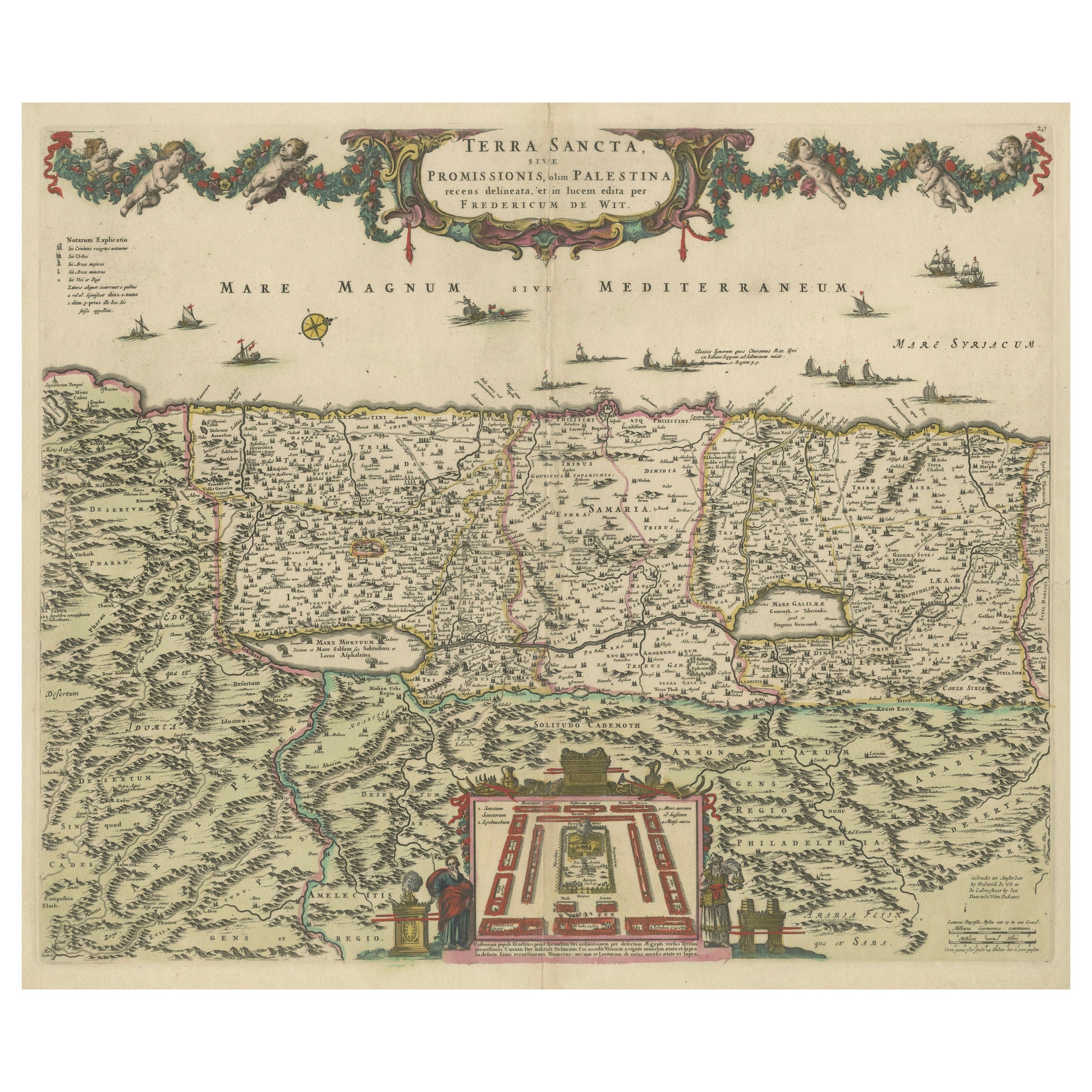 Frederic de Wit Map of Palestine – Terra Sancta, Amsterdam c.1670 For Sale