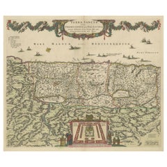 Antique Frederic de Wit Map of Palestine – Terra Sancta, Amsterdam c.1670