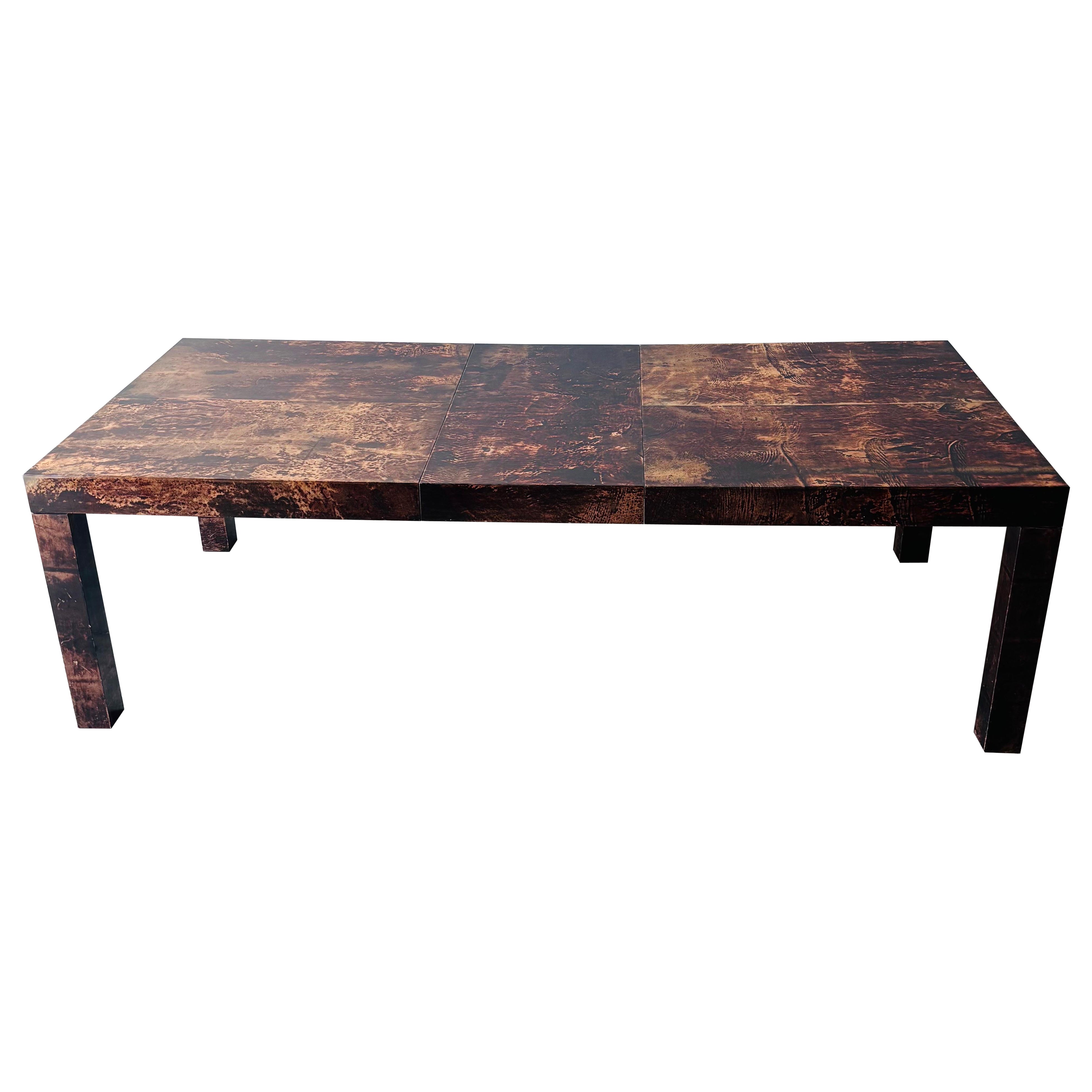 Mesa de comedor de piel de cabra Aldo Tura, Milán, años 60 en venta