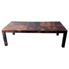 Mesa de comedor de piel de cabra Aldo Tura, Milán, años 60