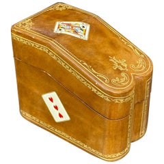 Scatola porta carte di credito in pelle italiana Florentine di metà secolo