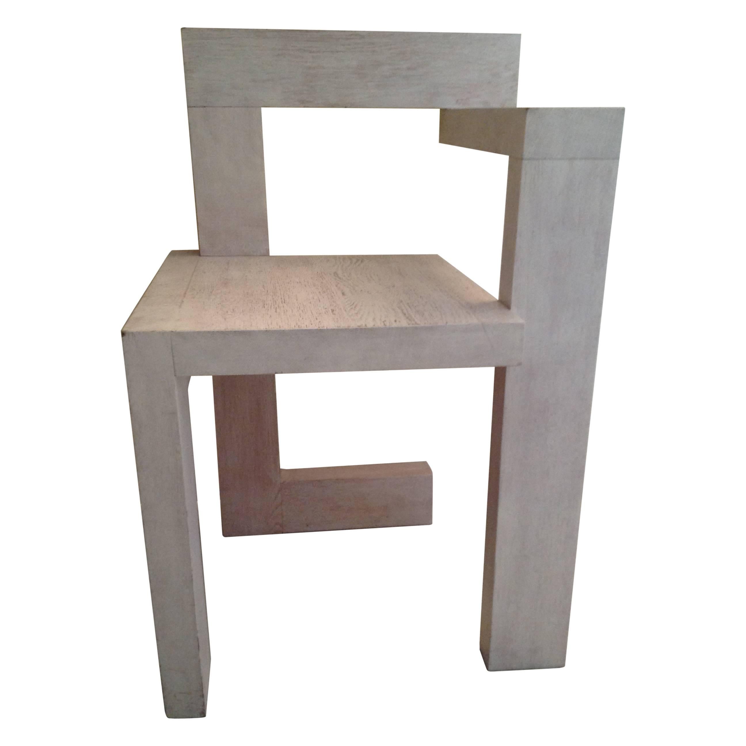 Steltman Chair by Gerrit Rietveld, White Stained Oak, 1963 For Sale