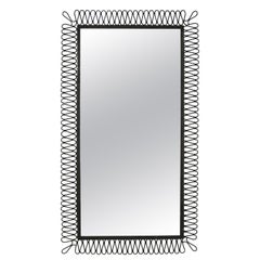 Miroir mural français du milieu du siècle avec cadre métallique sculptural, années 1960