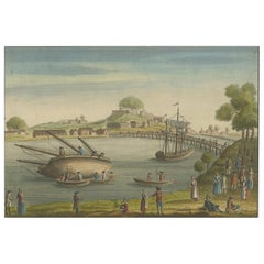 Vue de Bayonne du Côté du Port – Hand-Colored Optical Print by Basset, c.1790