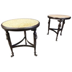 French Empire style marble and bronze side tables, 1950s