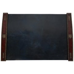 Tiffany Studios New York Heraldic Bronze Blotter Ends With Leather Desk Blotter