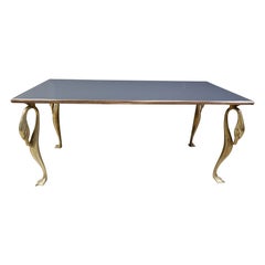 Vintage brass swan coffee table, 1970s