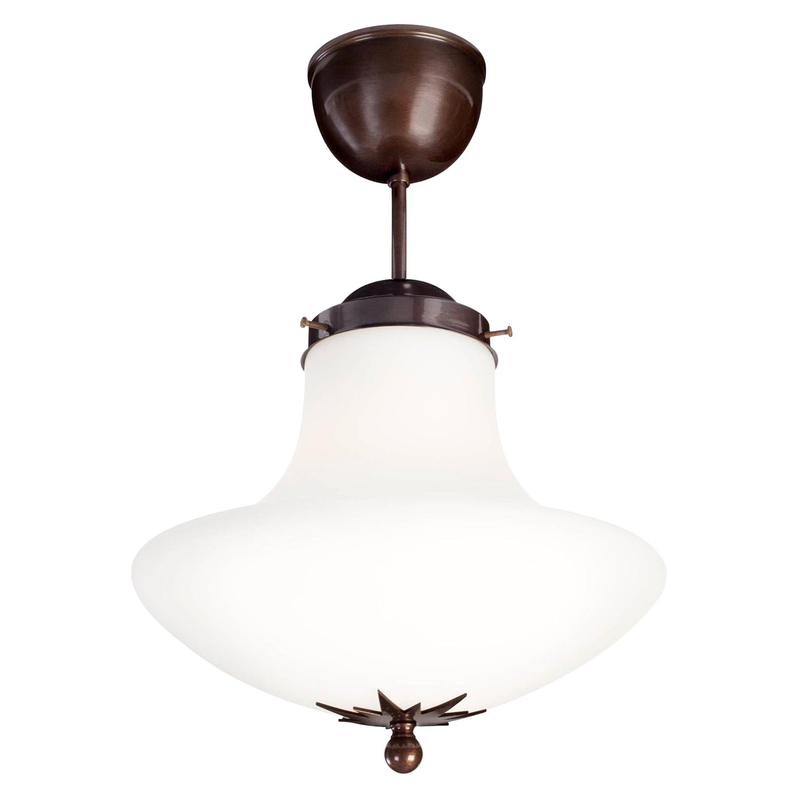 Konsthantverk Lampada da soffitto a sospensione Stoby Oxide D40 in vetro opalino