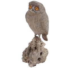Carved Stone Owl Sculpture