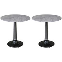 Antique Deco Style Round Cast Bistro Tables with Marble Tops