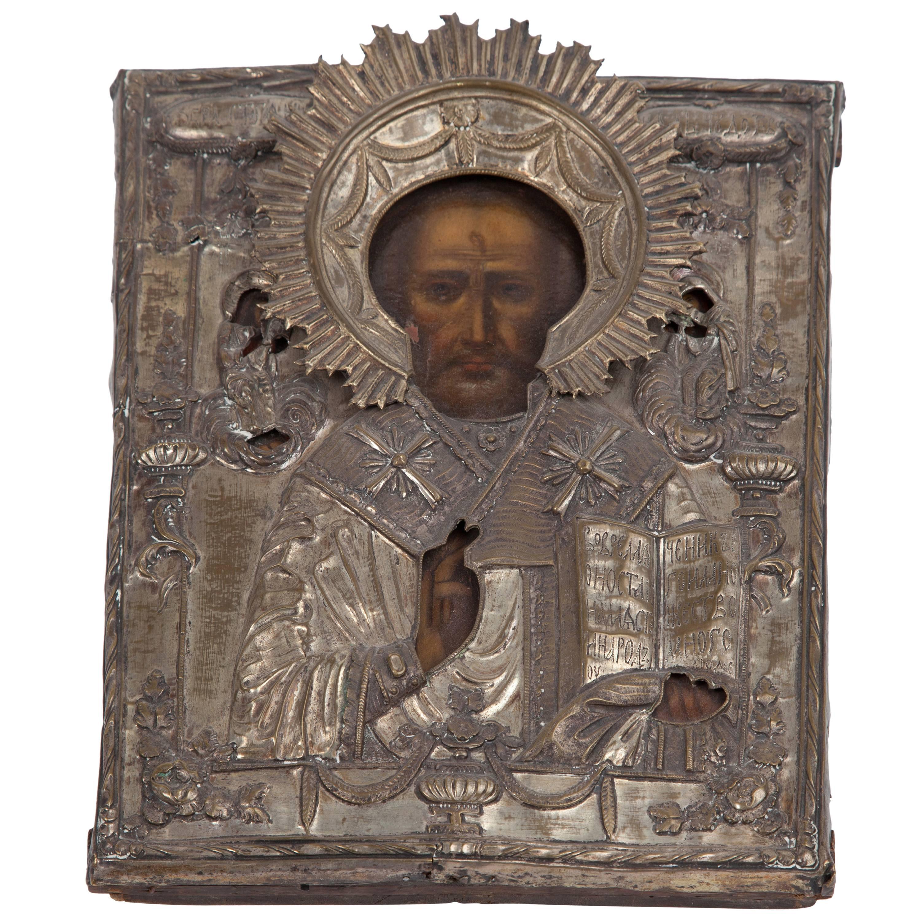 19th Century Russian Icon of Christ Pantocrator