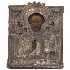 19th Century Russian Icon of Christ Pantocrator