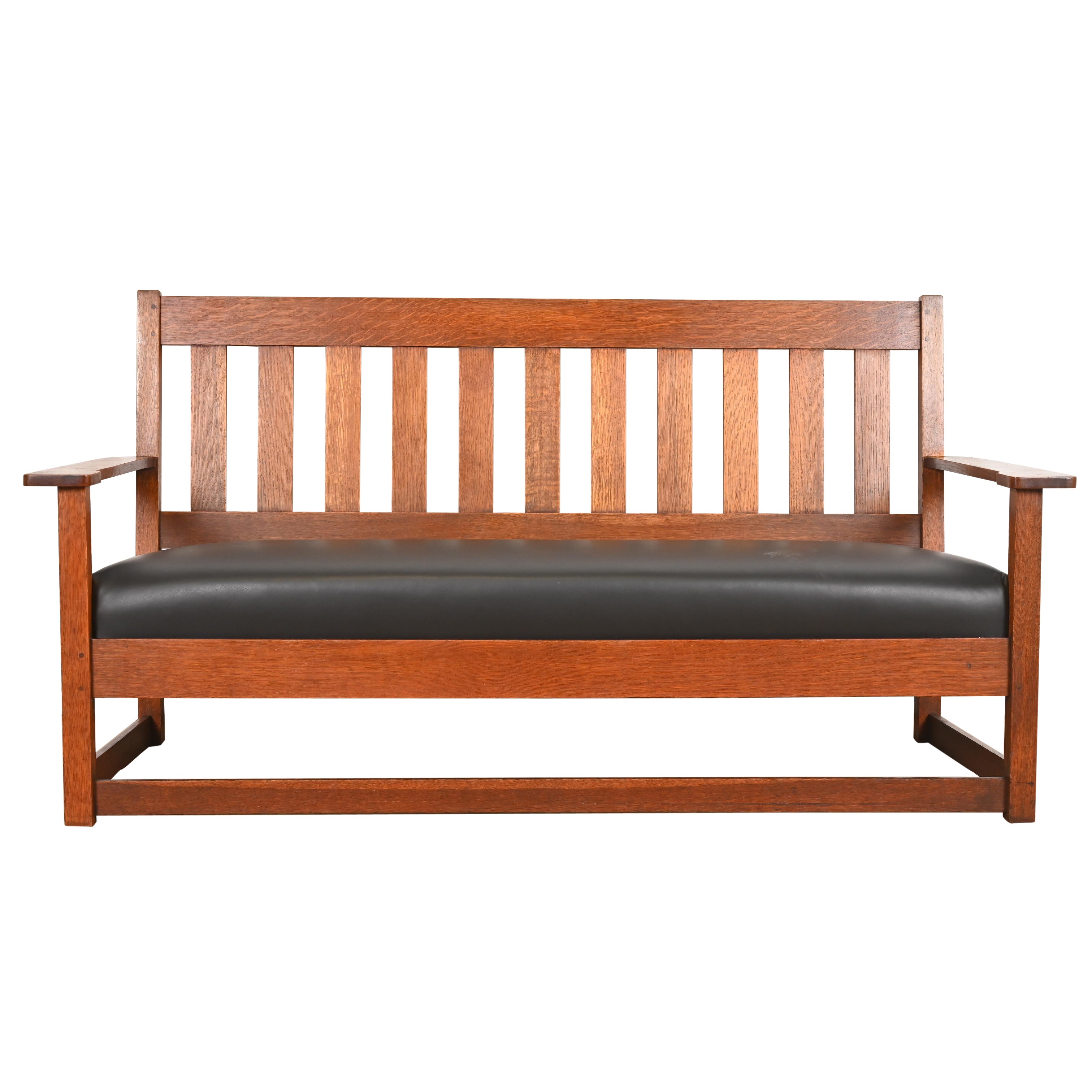 Charles Stickley Antique Mission Oak Arts & Crafts Settle Sofa or Bench