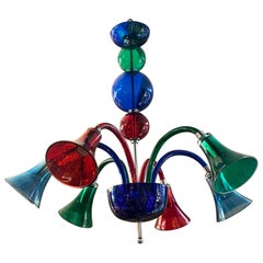 Vintage Italian Murano Glass Multicolore Chandelier 1970