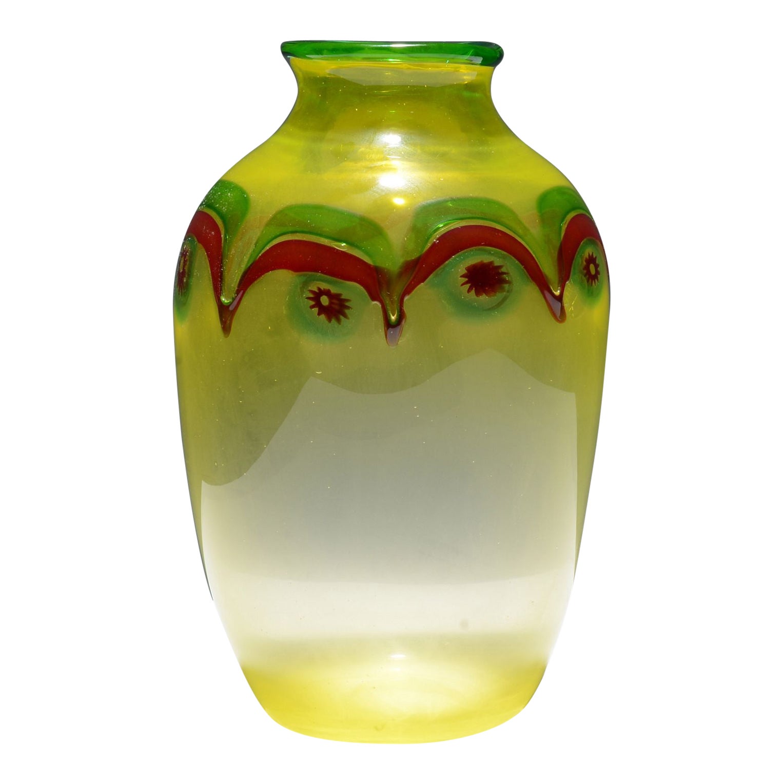 Anzolo Fuga PAVONE / MURRINE INCATENATE Series Vase, 12.75"H, Murano For Sale