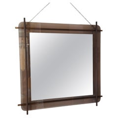 Miroir italien en laiton et verre par Renato Zevi pour Metalarte, 1970