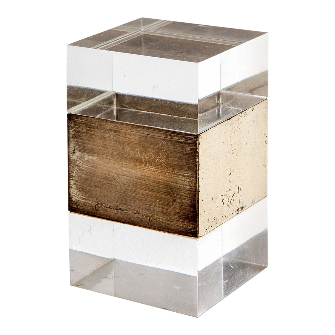 20th Century Gabriella Crespi Jewelry Box in Brass and Plexiglass '70s For Sale