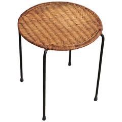 Carl Auböck Side Table Rattan and Wrought Iron