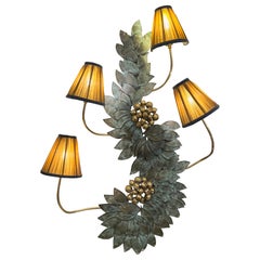 Bronze and Brass Wall Sculpture Lamp with our handmade lampshades 1950s