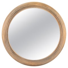 Espejo de Pared Redondo de Madera Tallada Estilo Regencia, Gran Escala