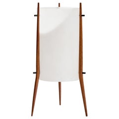 Designer italien, lampe de table, teck, acrylique, métal, Italie, années 1960
