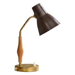 ASEA, Table Lamp, Brass, Teak, Metal, Sweden, 1950s