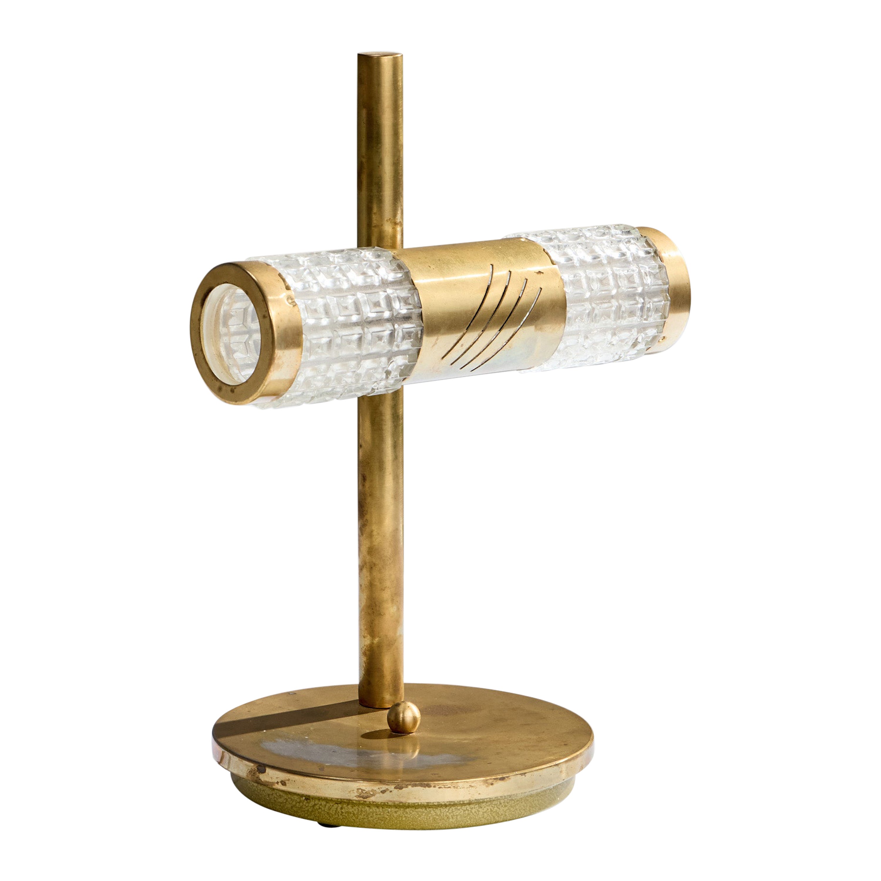 Gaetano Sciolari Attribution, Table Lamp, Glass, Brass, Italy, 1970s