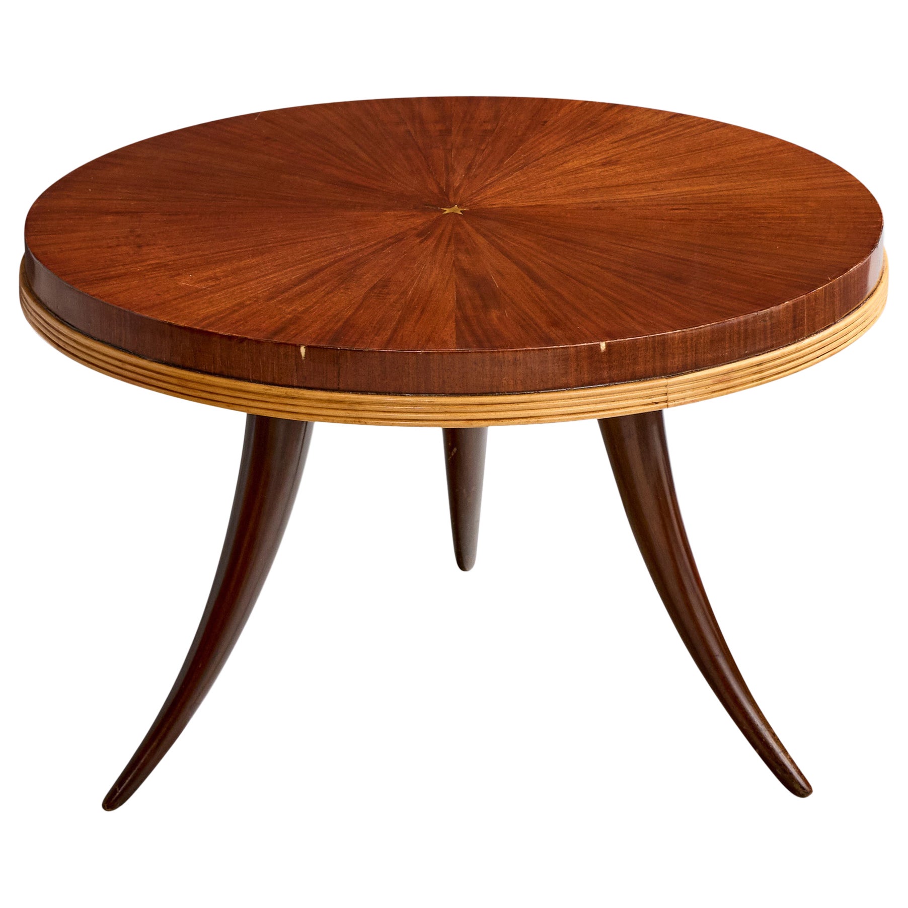 Osvaldo Borsani Attribution, Coffee Table, Mahogany, Ash, Fruitwood, Italy, 1950 For Sale