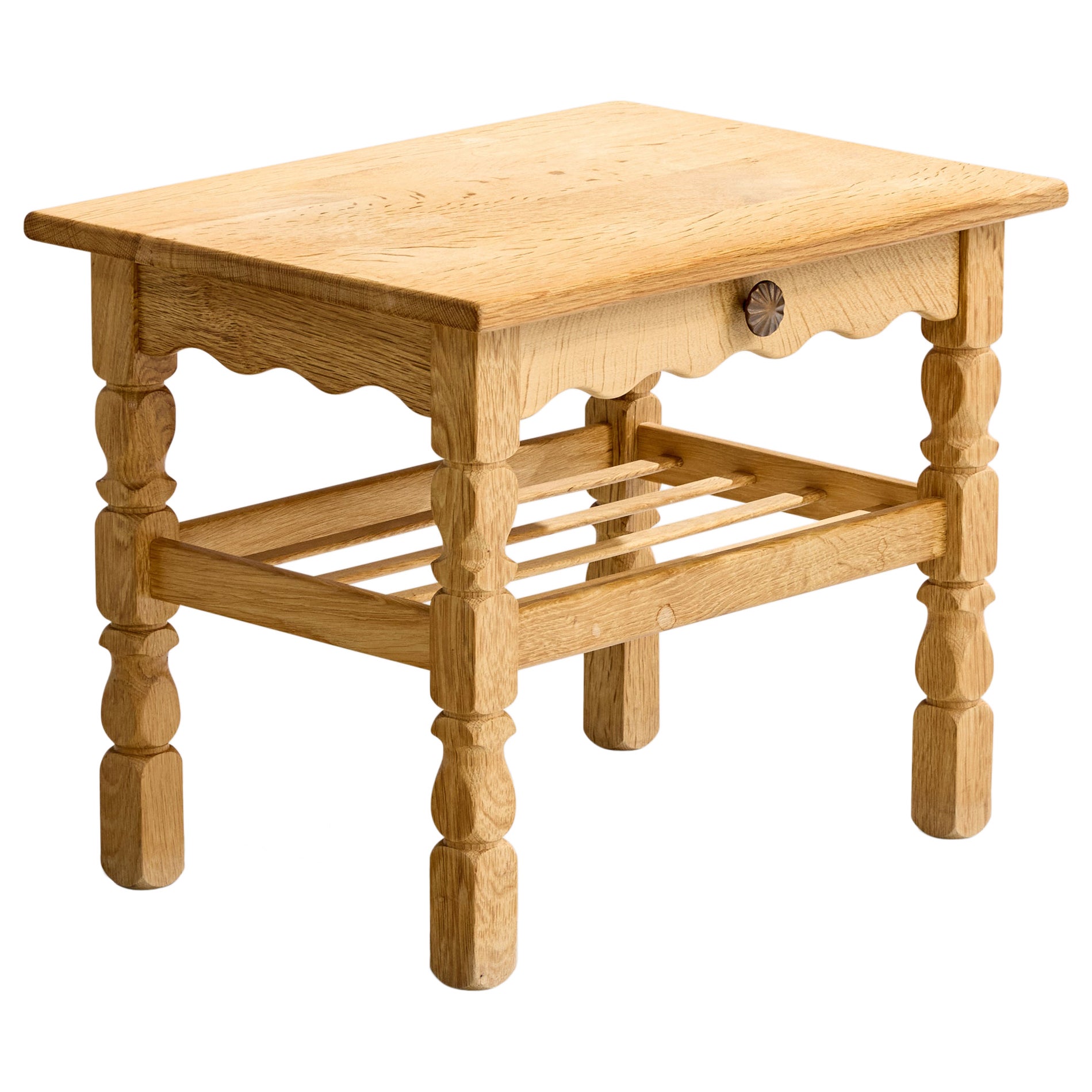 Dänischer Designer, Nachttisch, Eiche, Kupfer, Dänemark, 1960er Jahre im Angebot