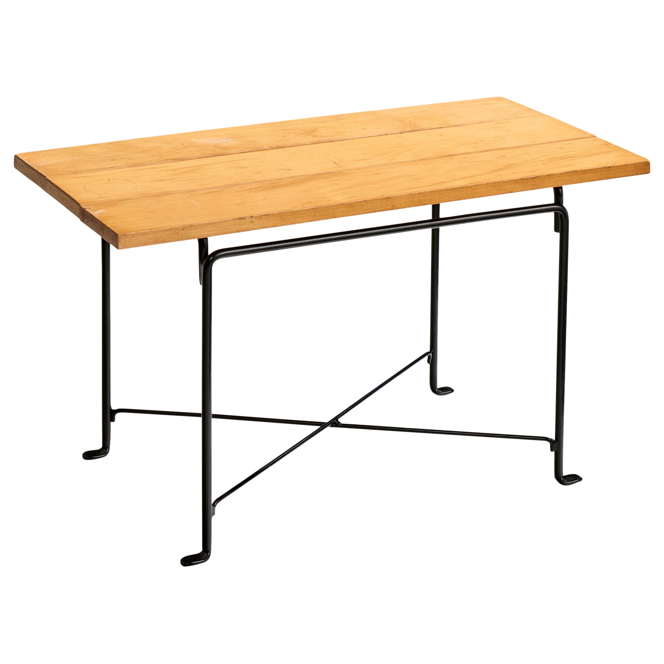 American Designer, Side Table, Maple, Iron, USA, 1950s For Sale
