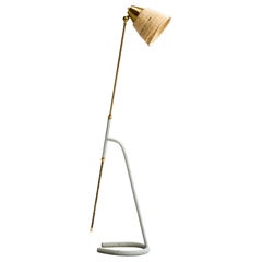 Gemco Armatur, Stehleuchte, Eisen, Messing, Rattan, Schweden, 1950er Jahre