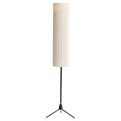Dänischer Designer, Stehleuchte, Messing, Metall, Stoff, Dänemark, 1960er