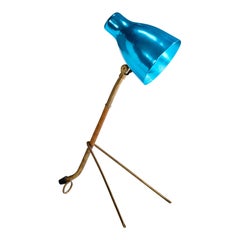 Itsu, lampada da tavolo, ottone, pelle, alluminio, Finlandia, anni '60