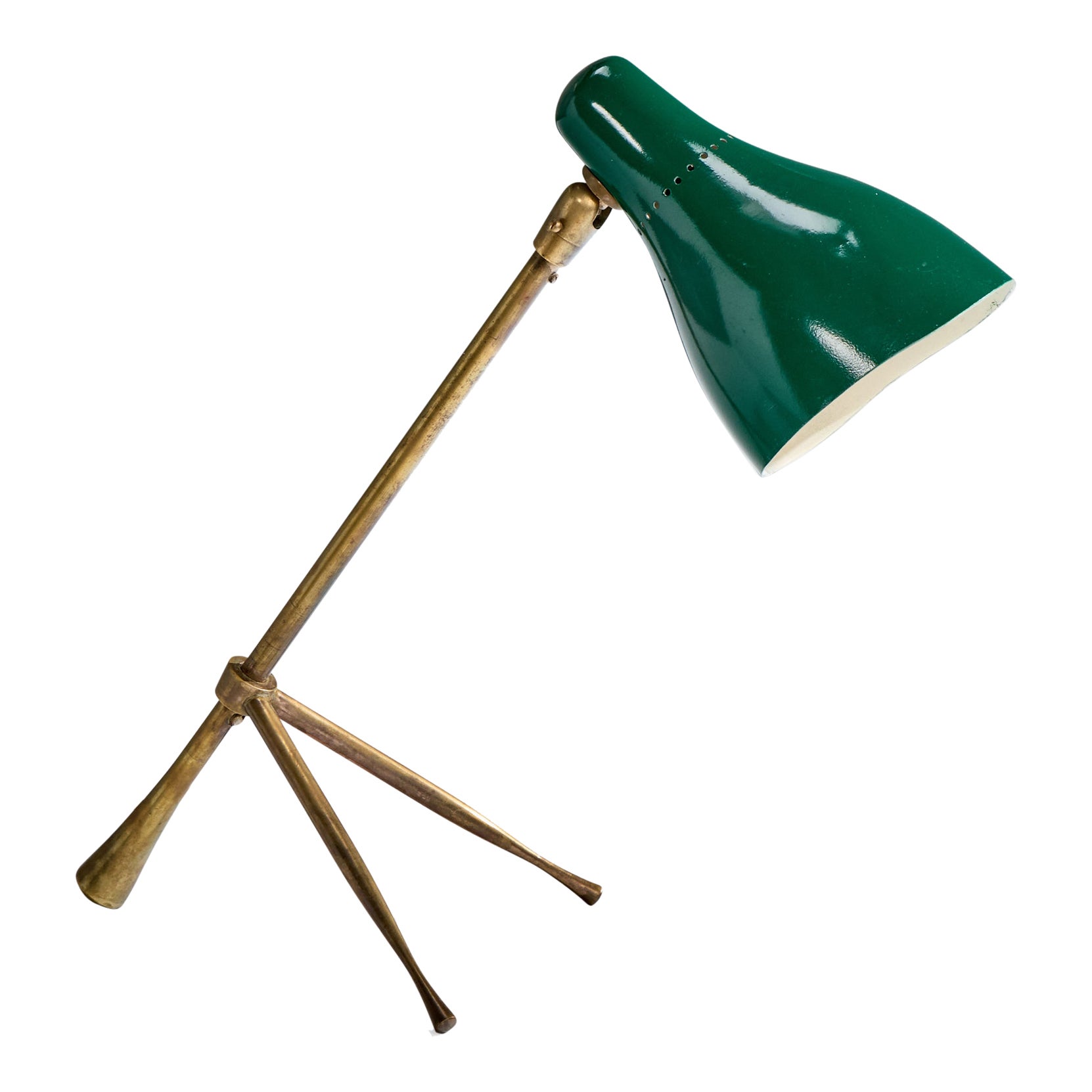 Giuseppe Ostuni, lampe de table, laiton, métal, Italie, années 1950