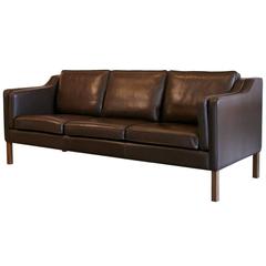 Vintage Danish Brown Leather Sofa