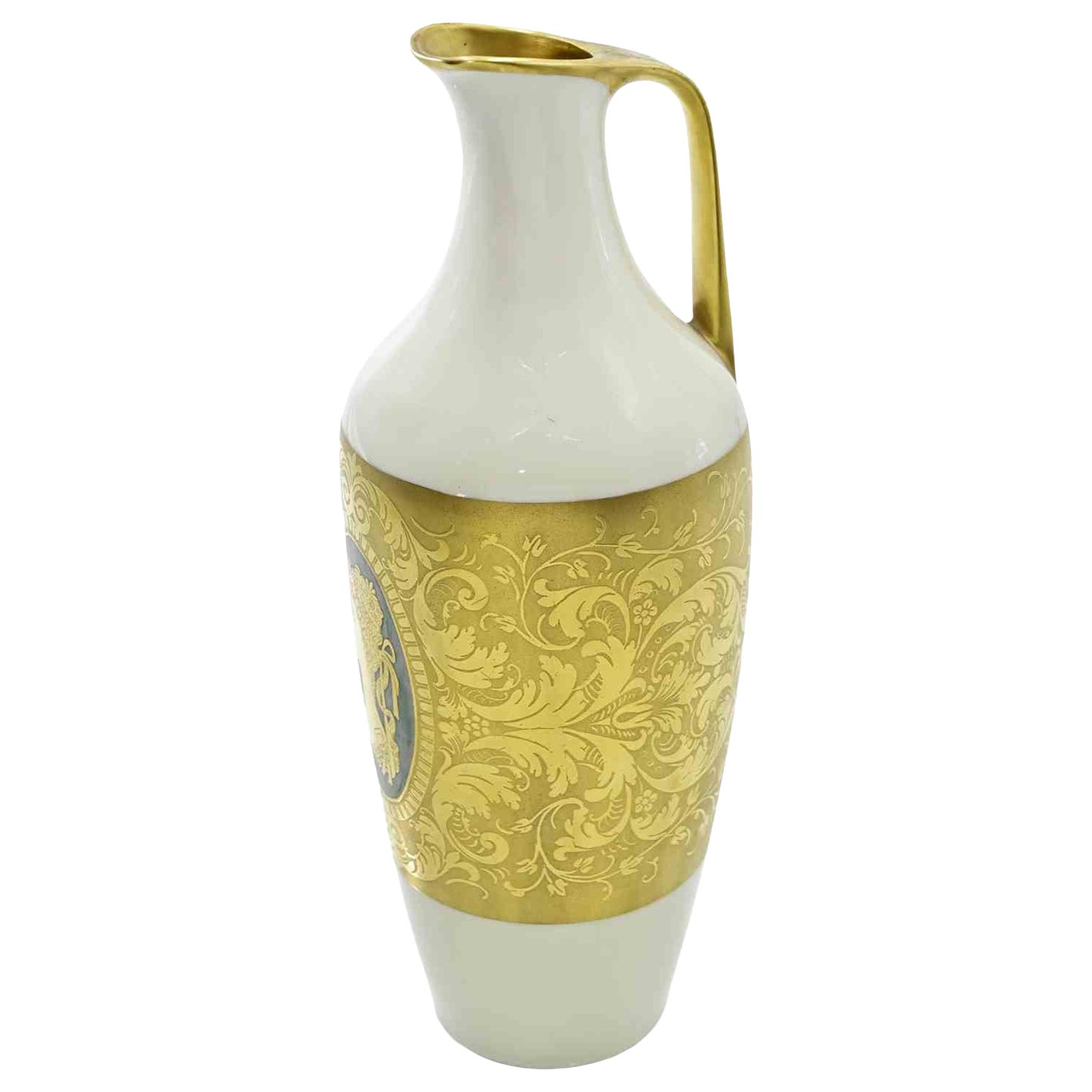 Cruche en porcelaine peinte d'Arrigo Finzi, milieu du 20e siècle en vente