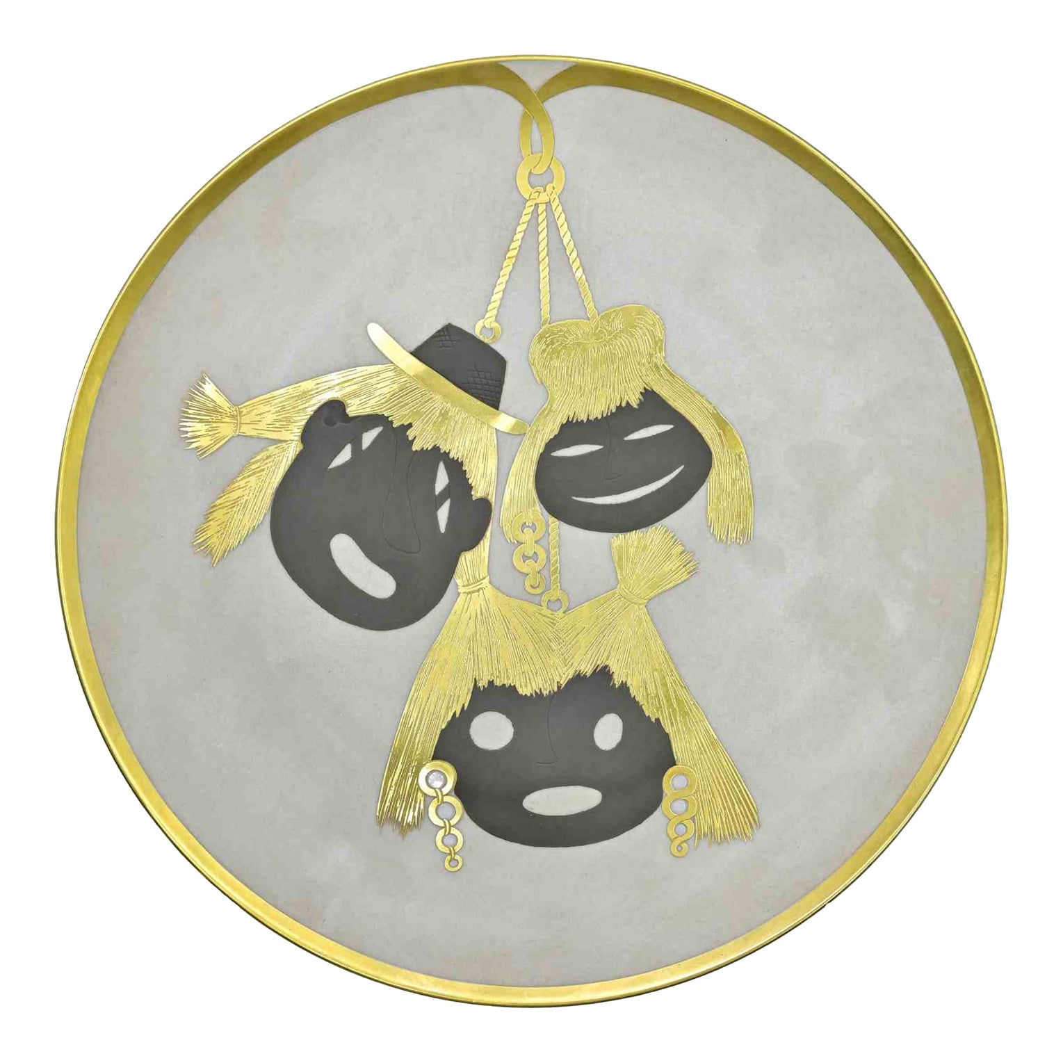 Assiette en porcelaine peinte par Arrigo Finzi, milieu du 20e siècle