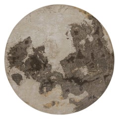 Moderner abstrakter Teppich in Beige-Braun, Taupe und Goldakzenten
