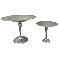 Late 20th Century Large Silver Plate Compotes, Pair