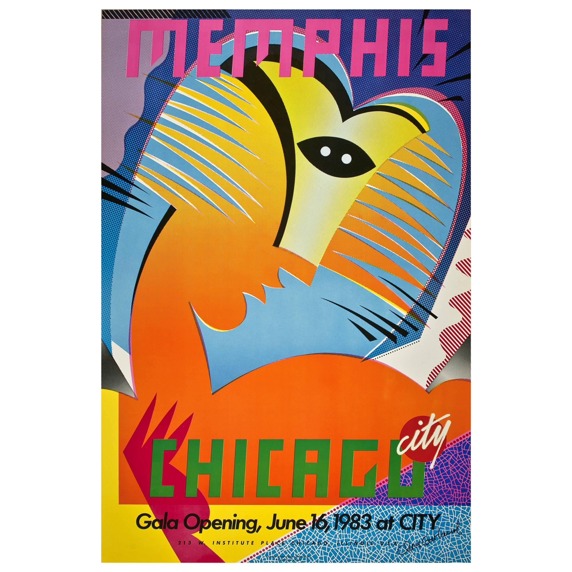 Original Memphis Poster for Chicago City Store, 1983 by Chris Garland For Sale