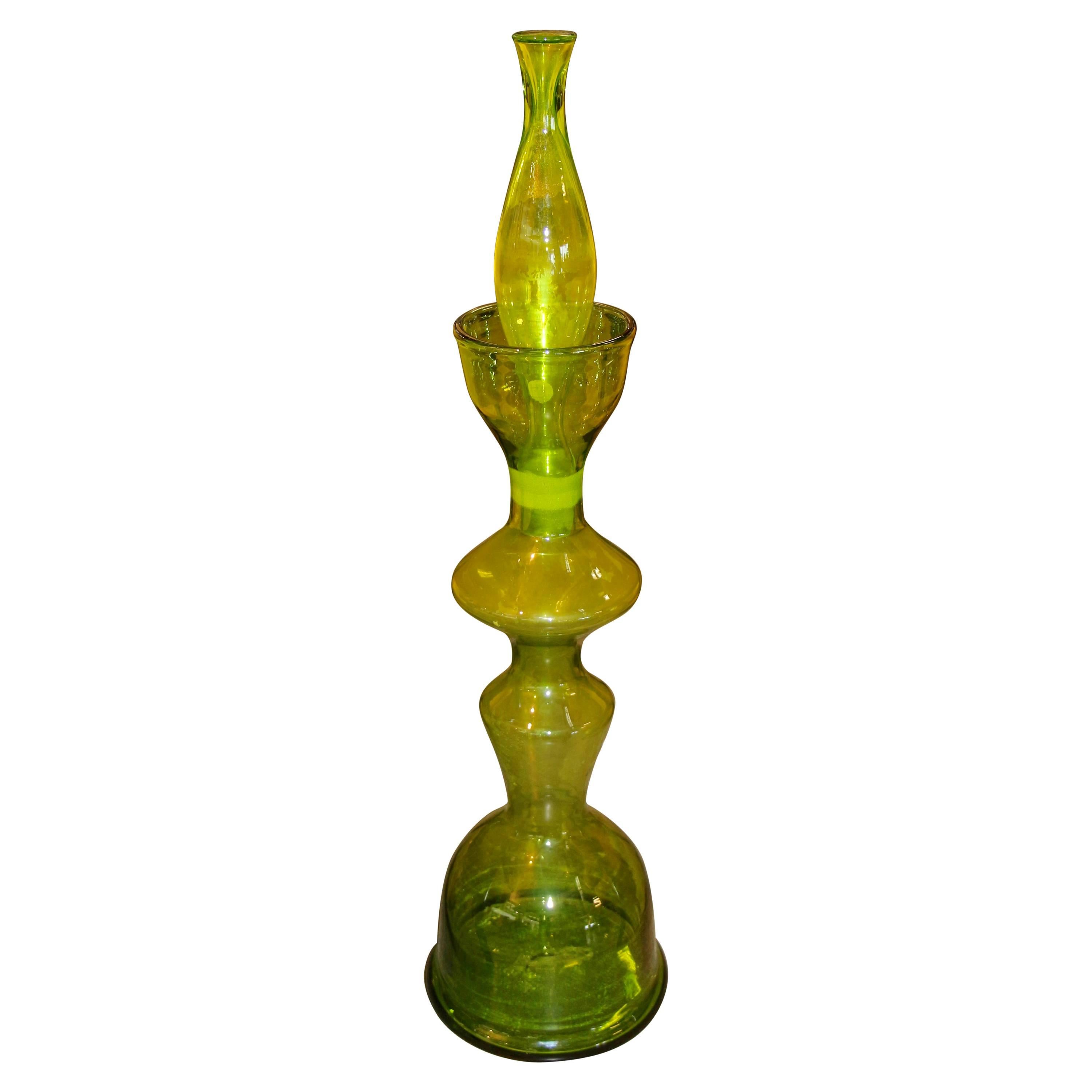 Great Large Wayne Husted for Blenko Decanter Architectural Series