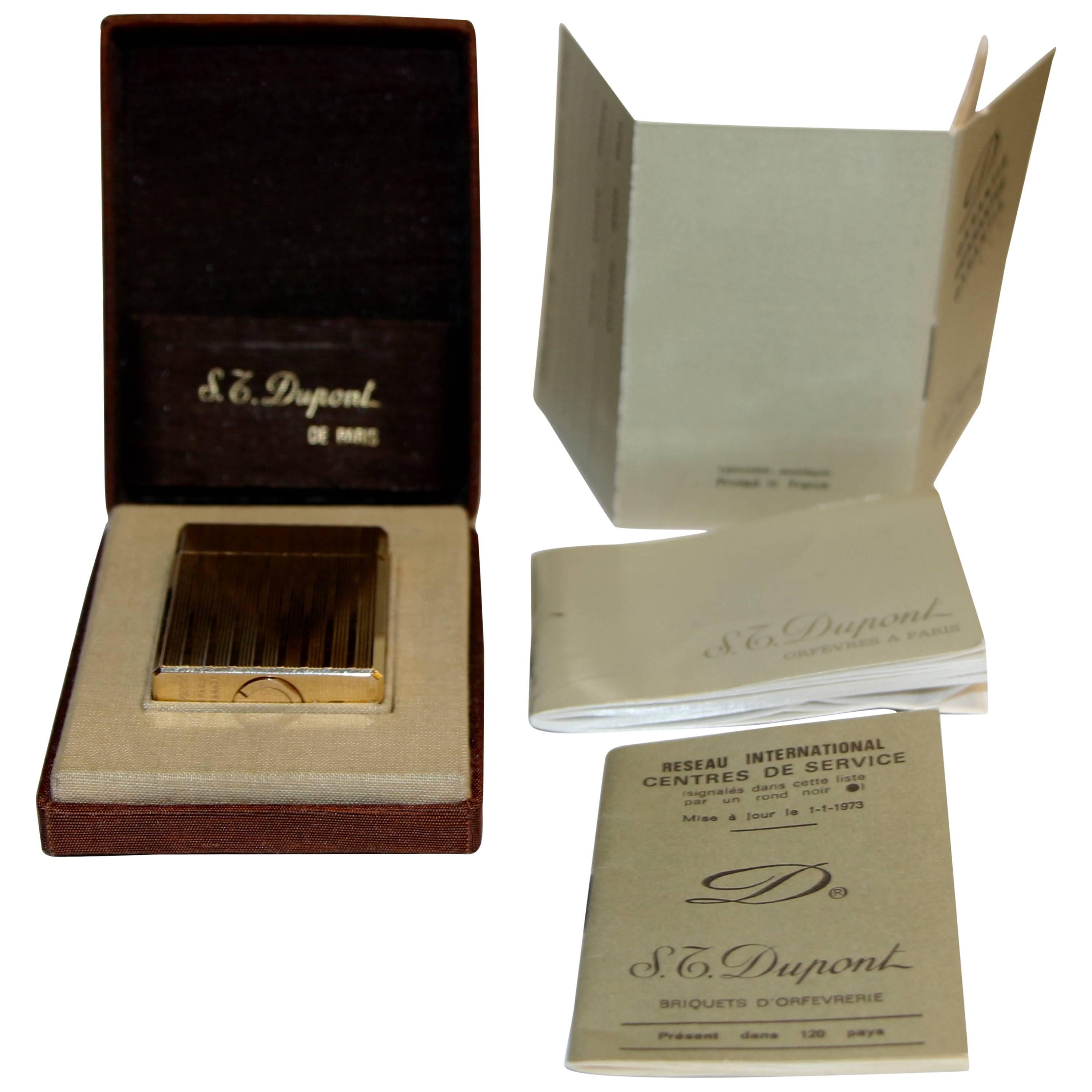 S.T. Dupont Gold-Plated Lighter in Original Box with Papers