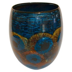 Vivid Colorful Handblown Art Glass Vase Signed