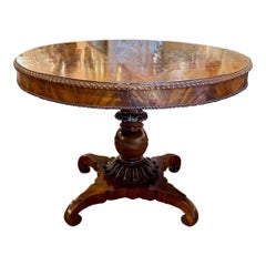 Antique Italian Flame Mahogany Carved Center Table