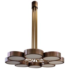 Lustre pendentif à huit lumières en laiton sur mesure