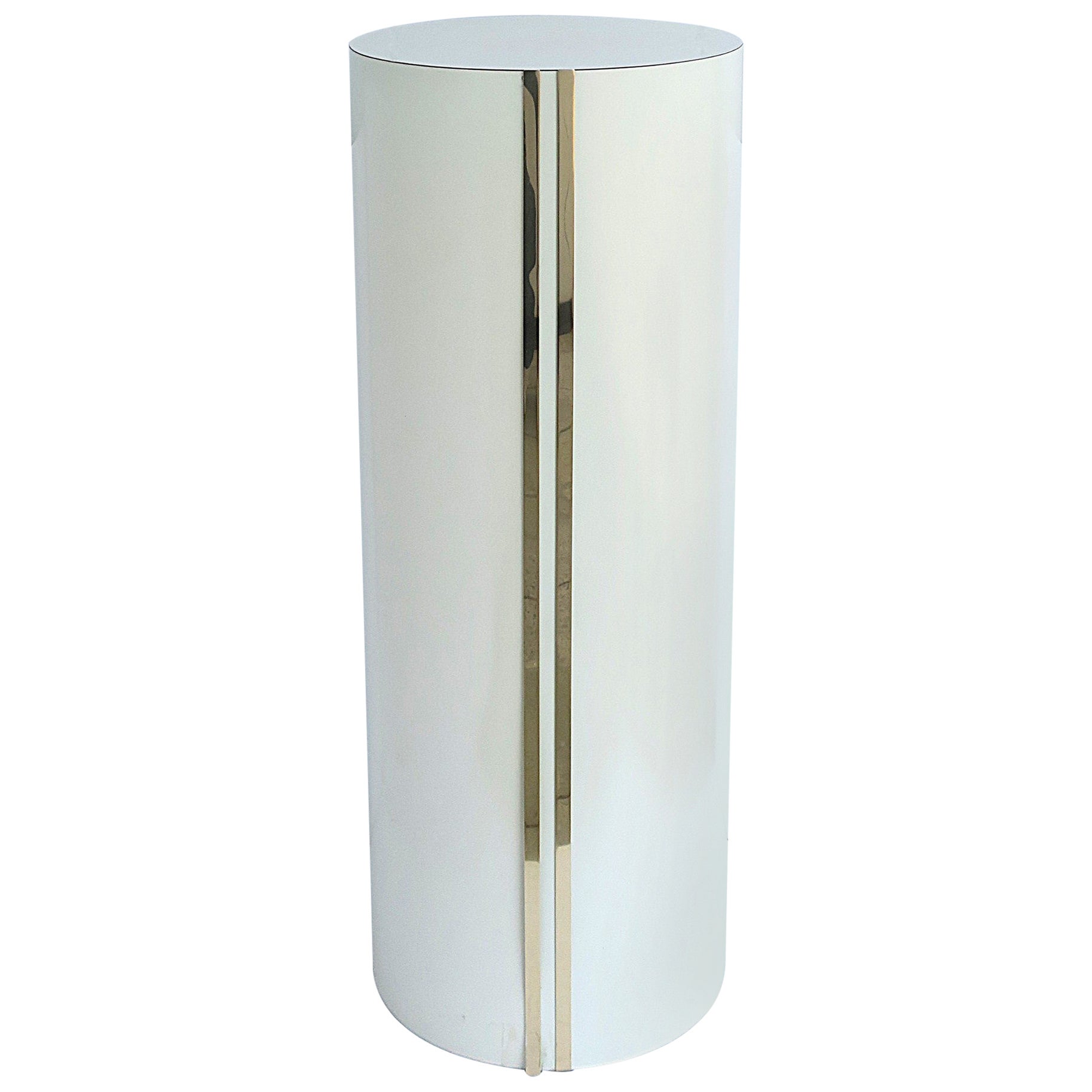'70s Modern Pedestal with Gold Accent For Sale
