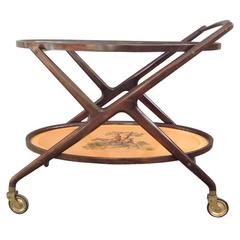 Rare Oval Bar Cart Attributed to Cesare Lacca