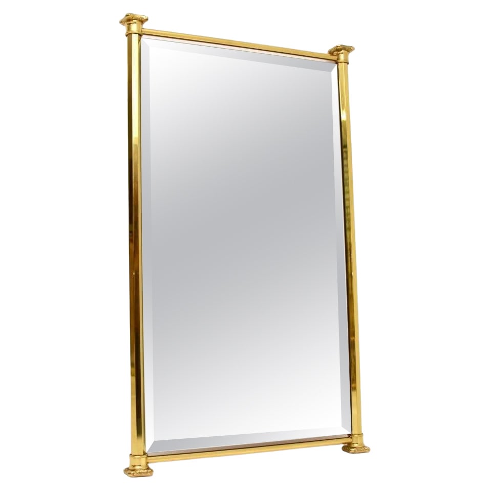 Specchio francese in ottone vintage in vendita
