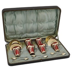 Set di tazze da caffè in stile Art Nouveau di Royal Doulton con portaoggetti in argento del 1908