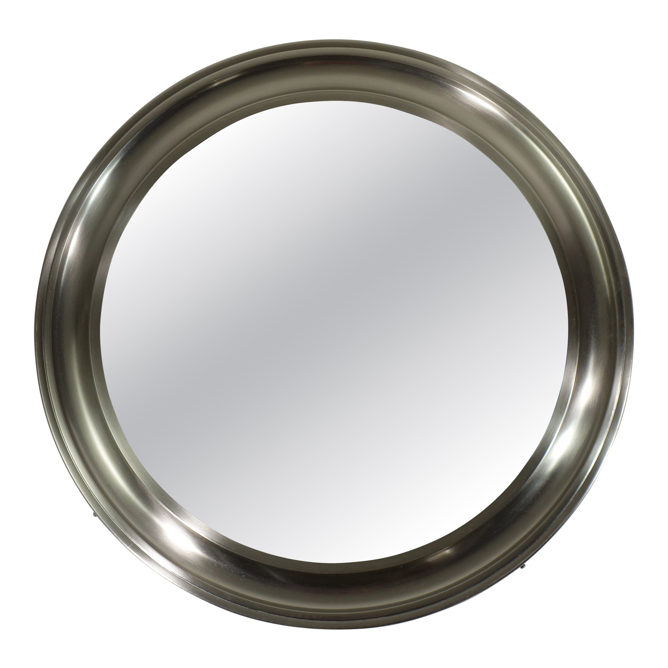 1970 "Narciso" Sergio Mazza Artemide Design Nickel Brass Round Wall Mirror For Sale